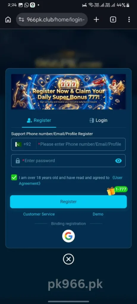 966pk game login
